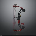 Red And Black Compound Bow With Pulley System And Mechanical Grip