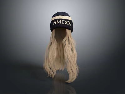 Stylish Game Or Movie Character With NMIXx Lettered Hat And Long Blond Curly Hair 3d model