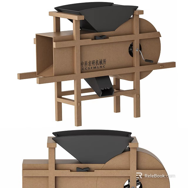 Industrial Equipment With Wooden Frame And Black Sieving Components For Processing 3d model 