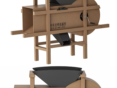Industrial Equipment With Wooden Frame And Black Sieving Components For Processing 3d model