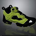 Stylish Sporty Sneakers Black Bright Yellow With Unique Design Reflective Elements Tread Pattern Sole