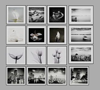 Modern landscape painting black and white decoration 3d model