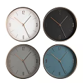 Modern Wall Clocks Featuring White Black Gray Blue Dials Gold Hands and Metal Frames 3d model