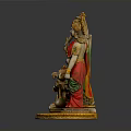 Traditional Colorful Deity Sculptures Handcrafted With Intricate Golden Decoration And Base