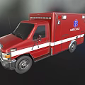 Red Ambulance Vehicle With White Stripes And Blue Medical Emblem
