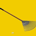 Garden Rake With Wooden Handle And Metal Tines For Garden Accent Landscaping