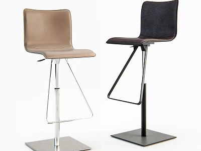 Modern Beige and Black Bar Stools with Stylish Metal Frames and Comfortable Seats 3d model