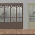 Brown And Cream Glass Doors With Geometric Patterns For Interior Design 3d model