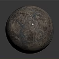 Wooden Stone Decorative Sphere With Textured Surface And Red Orange Glowing Cracks For Home Decor