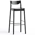 Two Black Modern Bar Stools With Metal Frame And Curved Backrest 3d model