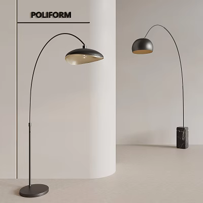 Elegant Modern Arched Floor Lamp With Dome Shade And Marble Base Design 3d model