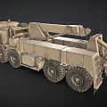 Camouflage Military Heavy Duty Truck Featuring Crane And Eight Large Wheels