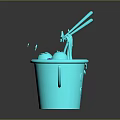 Cute Rabbit Shaped Bucket With Chopsticks Shiny Stars And Sparkling Gems