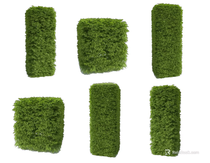 Trimmed Green Shrubs in Various Geometric Shapes for Landscape Garden Design 3d model 