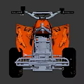 Orange Sporty ATV With Flame Graphics Black Seat And Silver Metal Frame