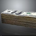 Stack of US Dollar Banknotes with Franklin Portrait and Green Seal