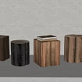 Natural Wooden Stools With Different Log Shapes And Solid Wood Texture In Minimalist Setting 3d model