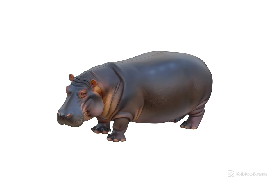 Realistic Large Reptile With Smooth Dark Skin Standing On White Background 3d model 