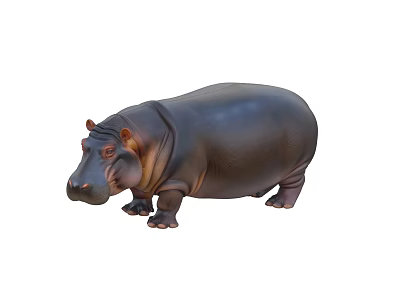 Realistic Large Reptile With Smooth Dark Skin Standing On White Background 3d model