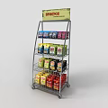 Mobile Snack Display Shelf With Multiple Tiers Holding Various Snack Products 3d model