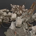 Natural Wood Pieces and Stone Chunks with Twisted Vines and Loose Dirt