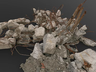 Natural Wood Pieces and Stone Chunks with Twisted Vines and Loose Dirt 3d model