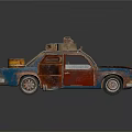 Vintage Rusty Pickup Truck Model With Roof Luggage And Front Lights