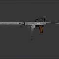 Tactical Submachine Gun With Silver Barrel Black Frame And Orange Grip 3d model