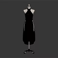 Black Sleeveless Dress With Side Lace Up Details And Halter Neck Design