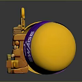 Golden Egg Shaped Commercial Equipment with Internal Statue and Purple New Year Label Display Structure