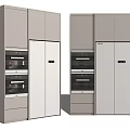 Modern Built in Refrigerator Freezer With Sleek Gray White Kitchen Cabinets