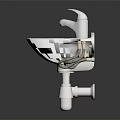 White Ceramic Wall Mounted Washbasin With Chrome Faucet And Modern Design