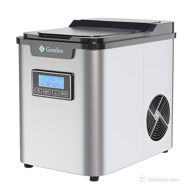 Gemlux Silver Black Ice Maker with Digital Display Control Panel and Ventilation Fan 3d model