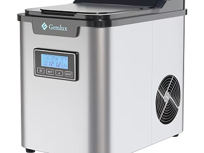 Gemlux Silver Black Ice Maker with Digital Display Control Panel and Ventilation Fan 3d model