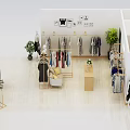 Stylish Clothing Store Interior With Hanging Racks Apparel Mannequins And Green Plants
