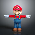 Mario Character 3D Model With Red Hat Blue Overalls And Outstretched Arms 3d model