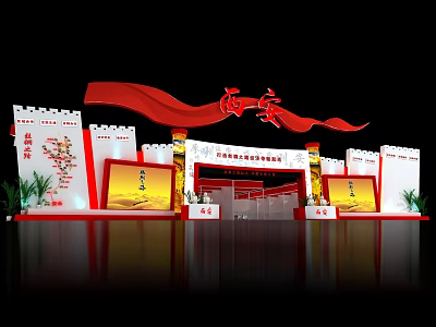 Chinese Style Tobacco And Alcohol Store With Red Flags Fortress Design And Cultural Elements 3d model