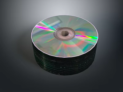 Stack Of Shiny CDs With Colorful Reflective Surfaces For Everyday Household Storage 3d model