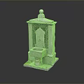 Traditional Stone Washbasin With Decorative Tiles Carved Base And Ornate Canopy Design