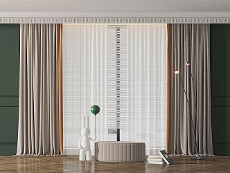 modern curtain gray curtain gauze curtain 3d model