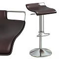Modern Dark Brown Leather Bar Stool With Chrome Metal Base And Sleek Design