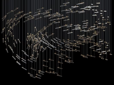 Modern Metallic Chandelier With Sleek Hanging Rods And Artistic Design Elements 3d model