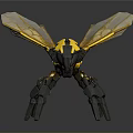 Futuristic Mechanical Bee Robot Insect With Yellow Black Body And Transparent Wings