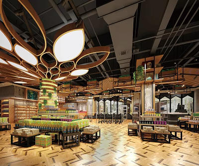 Modern Supermarket Department Store Interior With Diverse Product Shelves And Bright Lighting 3d model