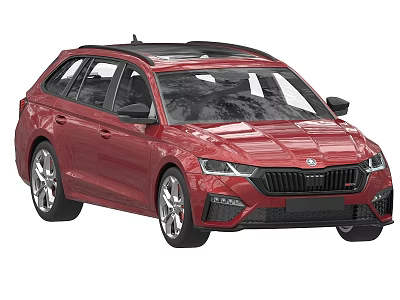 Red Wagon Car Featuring Black Roof Panoramic Sunroof Silver Alloy Wheels And Sleek Design 3d model