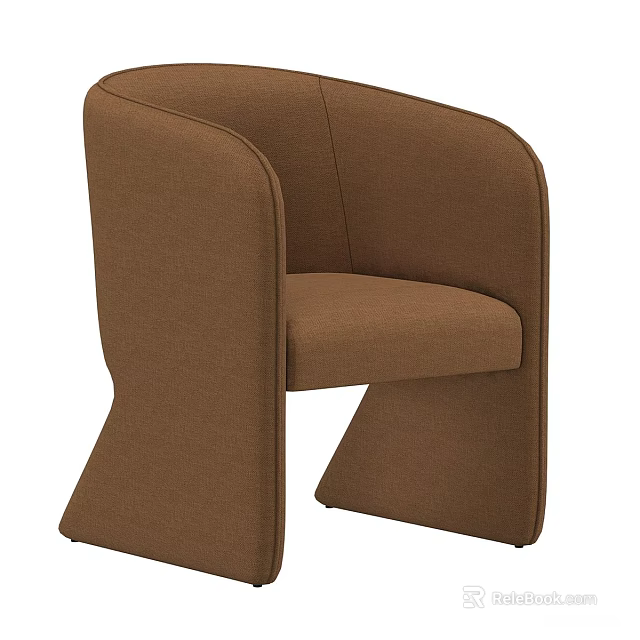 Brown Upholstered Modern Leisure Chair With Curved Armrests And Stylish Design 3d model 