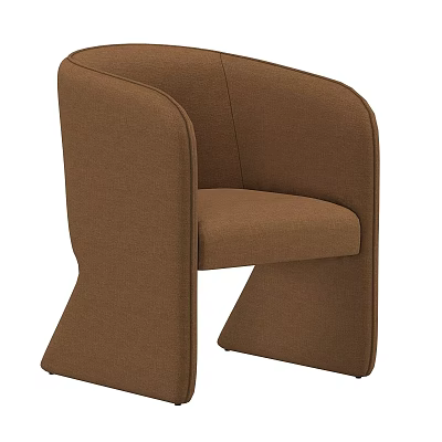 Brown Upholstered Modern Leisure Chair With Curved Armrests And Stylish Design 3d model