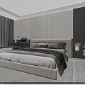 Modern Bedroom Interior Design With Bed Nightstand Window Curtains Desk And Rug