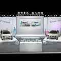 Golf Variant And Cross Golf Car Models Display On Exhibition Stand With Promotional Backdrop