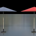 Outdoor Patio Umbrella Blue And Red Design With Sturdy Pole And Base